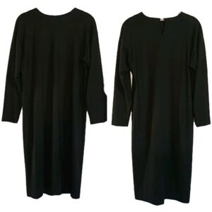 Vintage 80's LANDS' END 100% Wool Shift Dress Mid Length American Classic Black